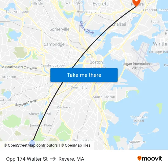 Opp 174 Walter St to Revere, MA map