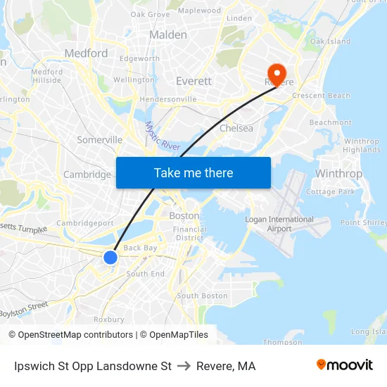 Ipswich St Opp Lansdowne St to Revere, MA map