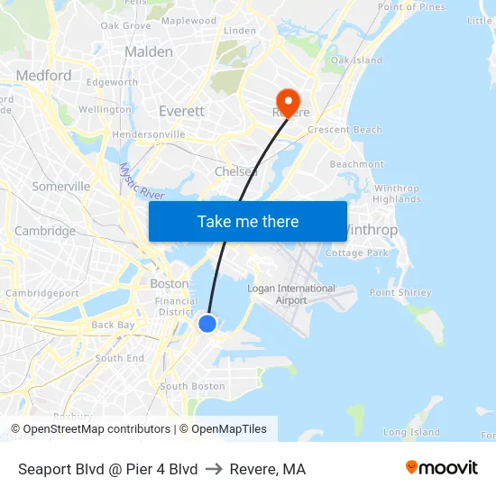 Seaport Blvd @ Pier 4 Blvd to Revere, MA map