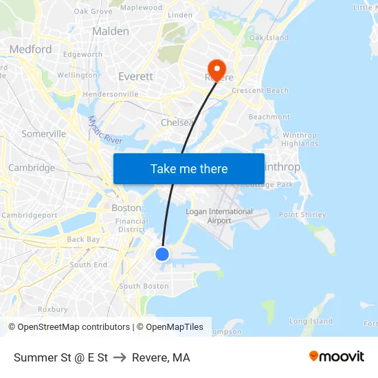 Summer St @ E St to Revere, MA map
