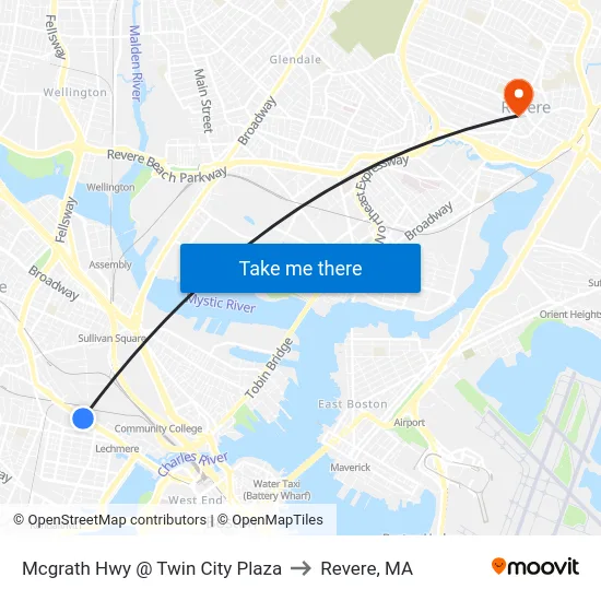 Mcgrath Hwy @ Twin City Plaza to Revere, MA map