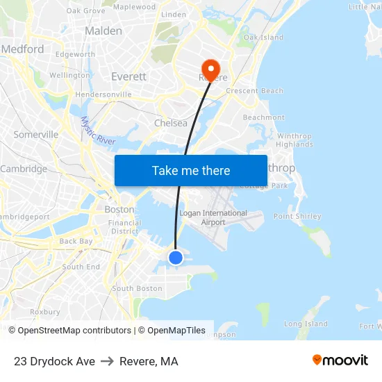 23 Drydock Ave to Revere, MA map
