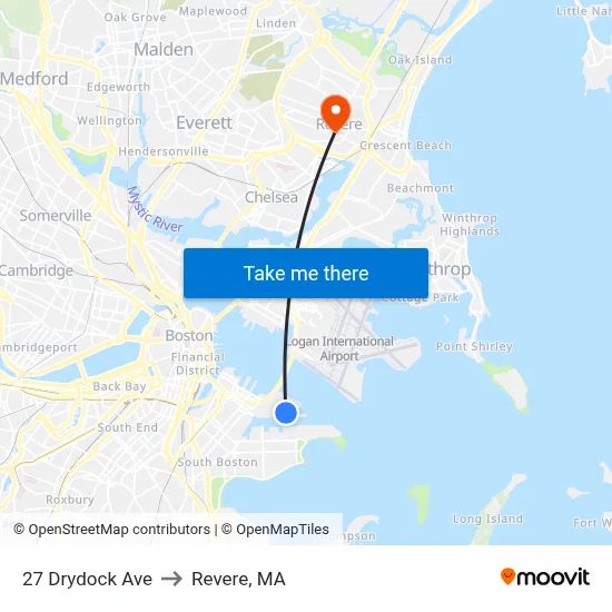27 Drydock Ave to Revere, MA map