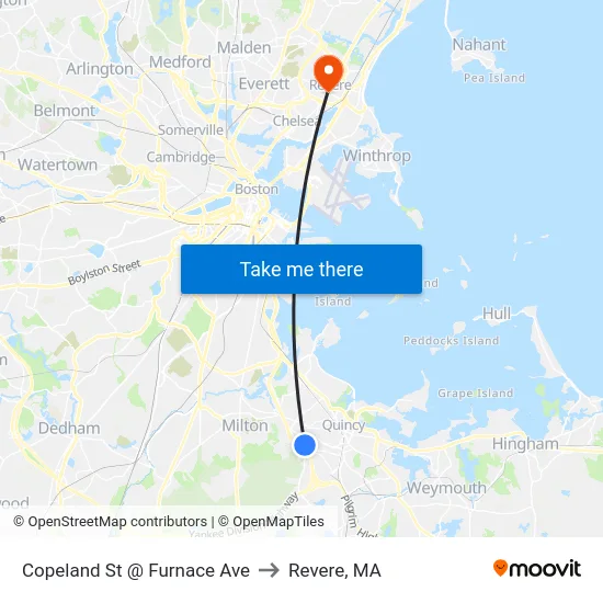 Copeland St @ Furnace Ave to Revere, MA map
