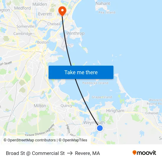 Broad St @ Commercial St to Revere, MA map