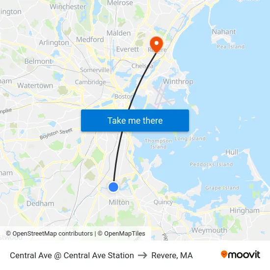 Central Ave @ Central Ave Station to Revere, MA map