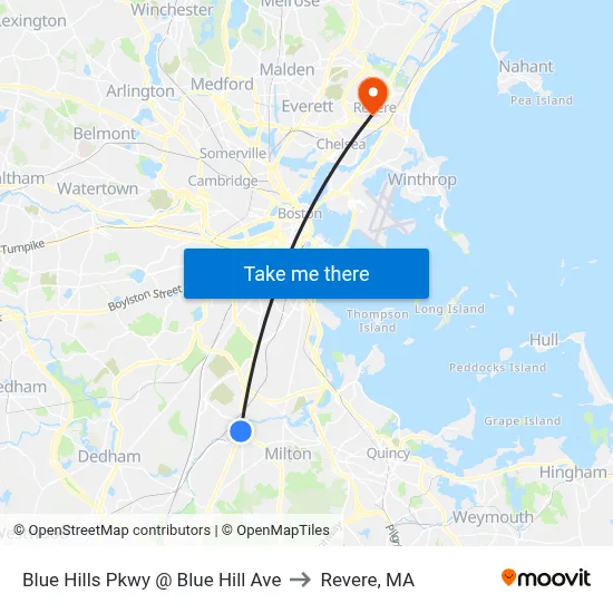 Blue Hills Pkwy @ Blue Hill Ave to Revere, MA map