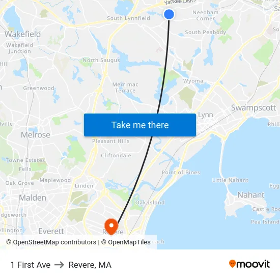 1 First Ave to Revere, MA map