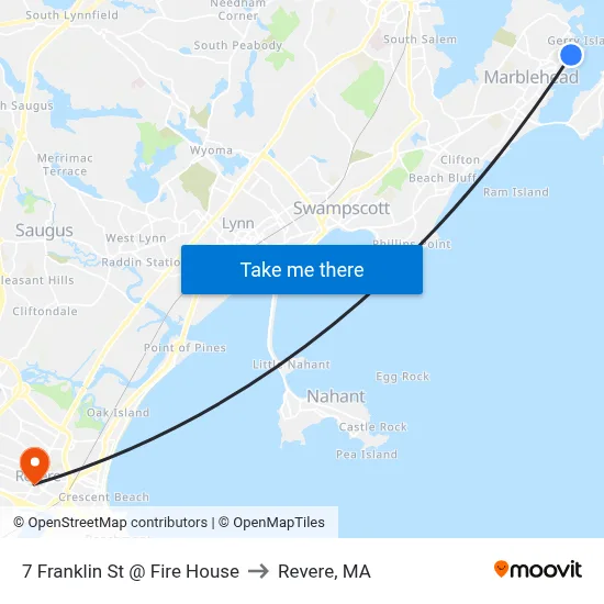7 Franklin St @ Fire House to Revere, MA map