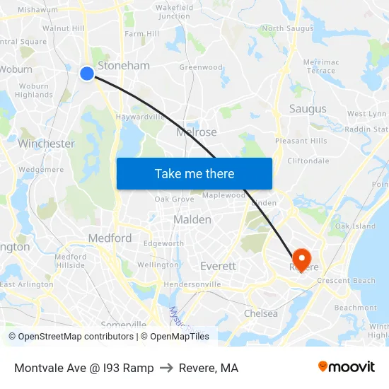 Montvale Ave @ I93 Ramp to Revere, MA map