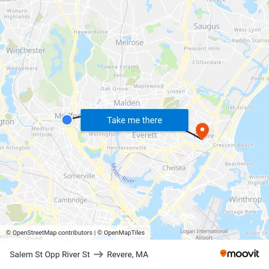 Salem St Opp River St to Revere, MA map