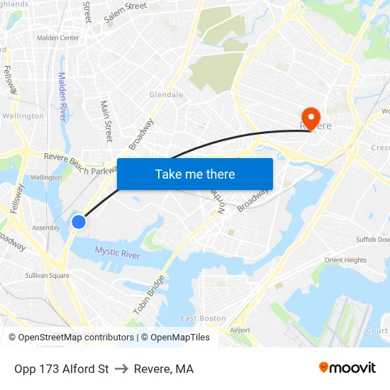 Opp 173 Alford St to Revere, MA map