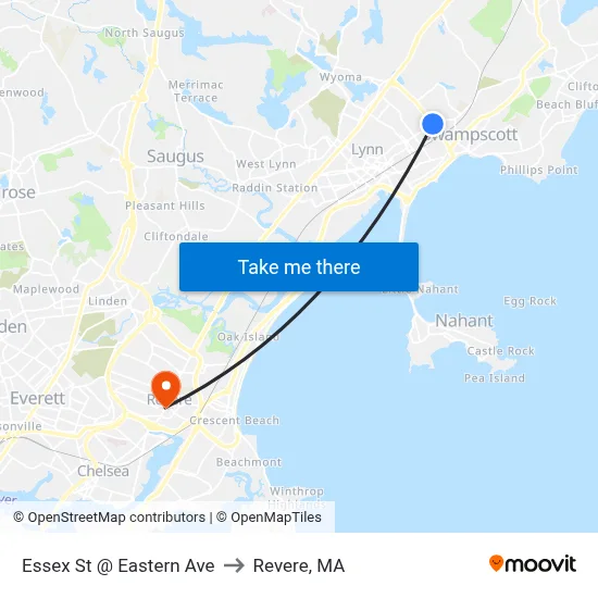 Essex St @ Eastern Ave to Revere, MA map