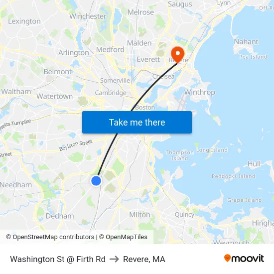 Washington St @ Firth Rd to Revere, MA map