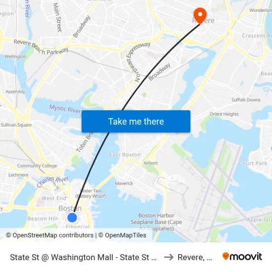 State St @ Washington Mall - State St Sta to Revere, MA map