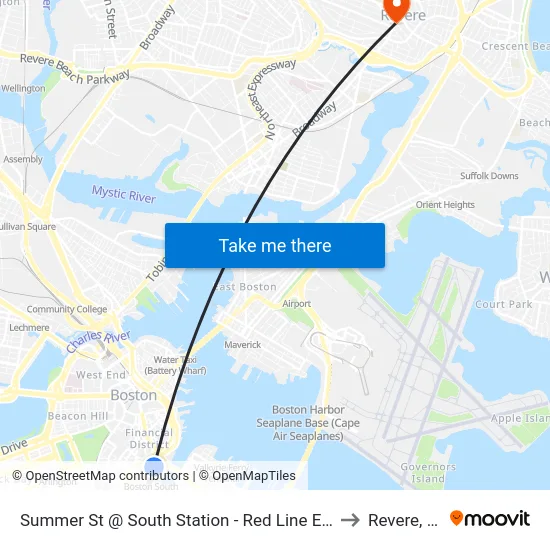 Summer St @ South Station - Red Line Entrance to Revere, MA map