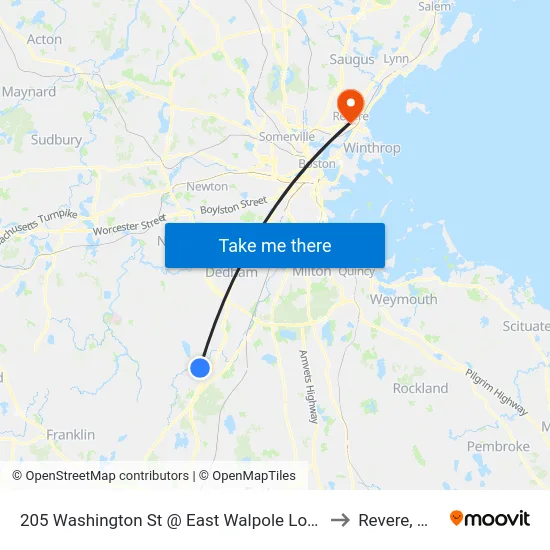 205 Washington St @ East Walpole Loop to Revere, MA map