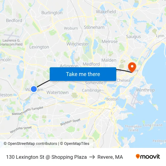 130 Lexington St @ Shopping Plaza to Revere, MA map