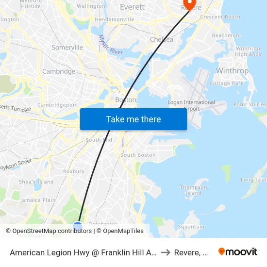 American Legion Hwy @ Franklin Hill Ave to Revere, MA map