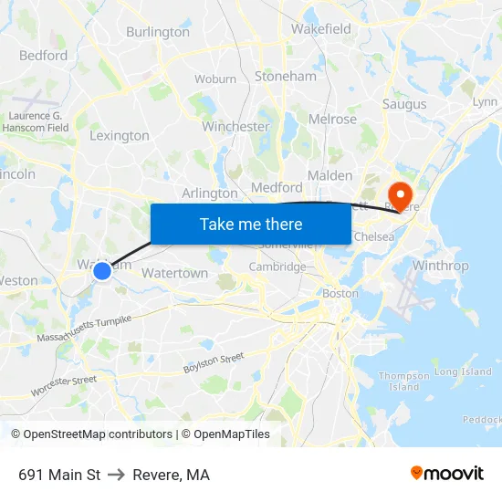 691 Main St to Revere, MA map