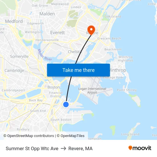 Summer St Opp Wtc Ave to Revere, MA map