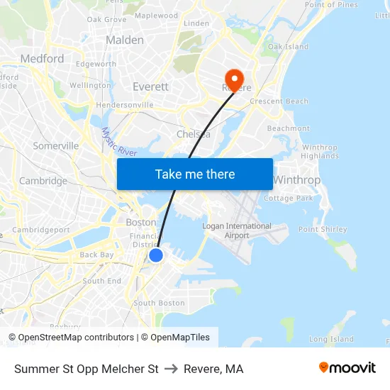 Summer St Opp Melcher St to Revere, MA map