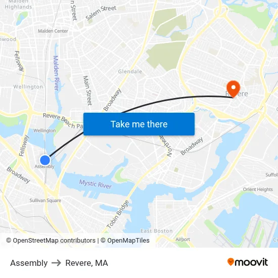 Assembly to Revere, MA map