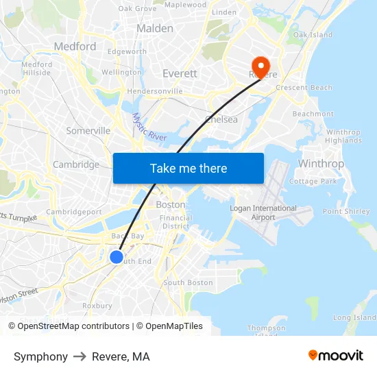 Symphony to Revere, MA map
