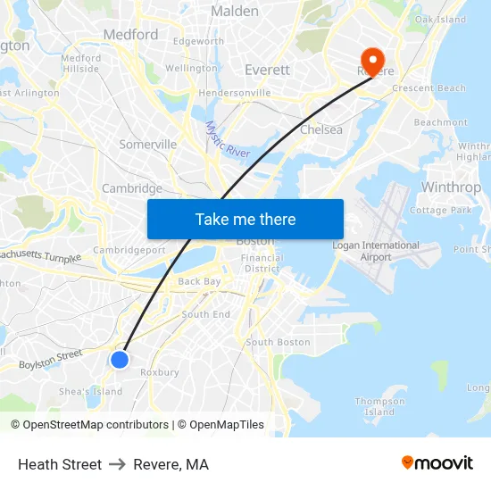 Heath Street to Revere, MA map