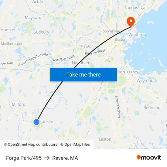 Forge Park/495 to Revere, MA map