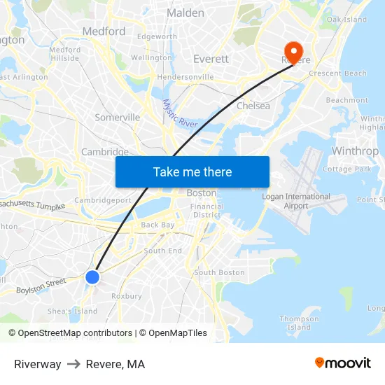 Riverway to Revere, MA map