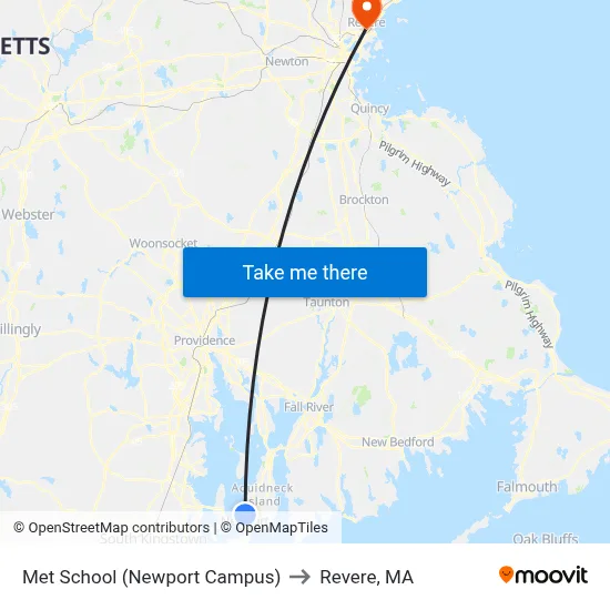 Met School (Newport Campus) to Revere, MA map