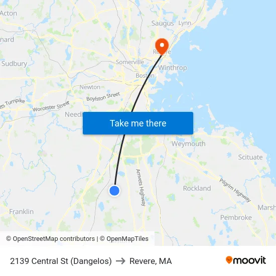 2139 Central St (Dangelos) to Revere, MA map