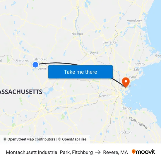 Montachusett Industrial Park, Fitchburg to Revere, MA map