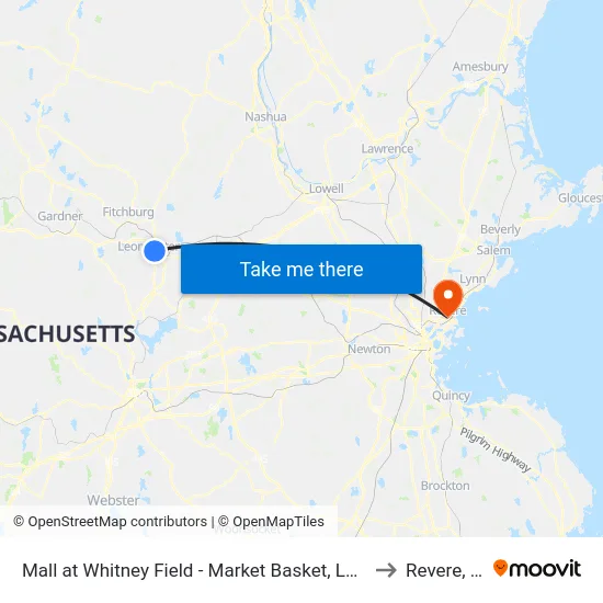 Mall at Whitney Field - Market Basket, Leominster to Revere, MA map