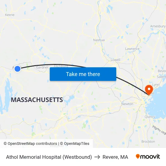 Athol Memorial Hospital (Westbound) to Revere, MA map