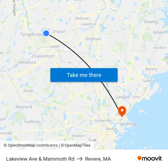 Lakeview Ave & Mammoth Rd to Revere, MA map