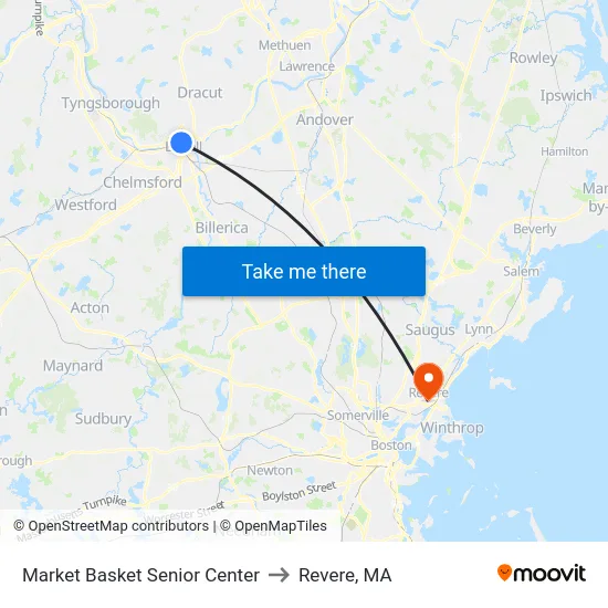 Market Basket Senior Center to Revere, MA map