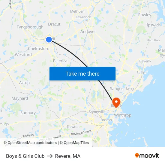 Boys & Girls Club to Revere, MA map
