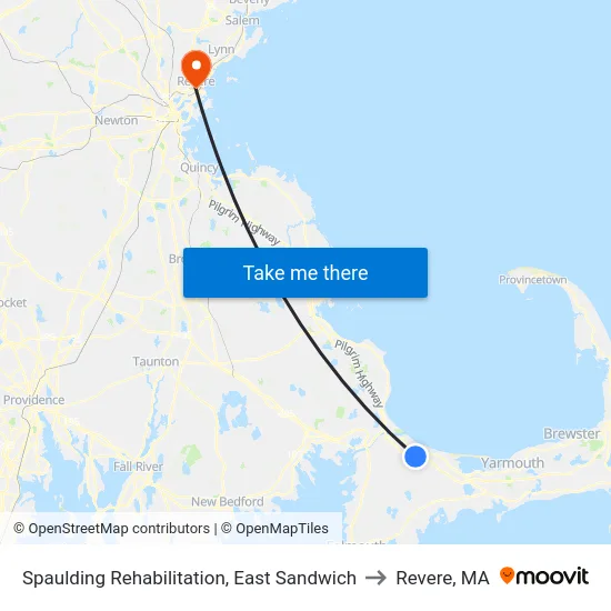 Spaulding Rehabilitation, East Sandwich to Revere, MA map