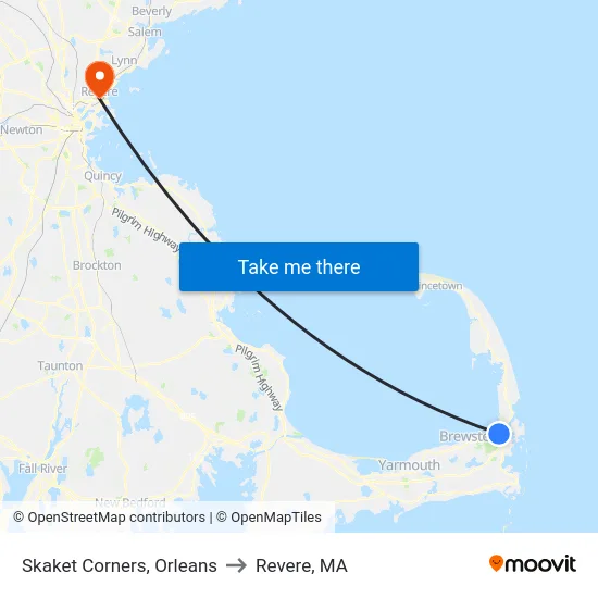 Skaket Corners, Orleans to Revere, MA map