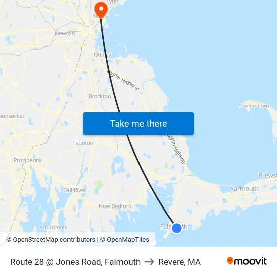 Route 28 @ Jones Road, Falmouth to Revere, MA map