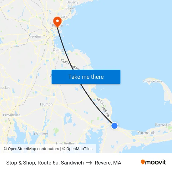 Stop & Shop, Route 6a, Sandwich to Revere, MA map