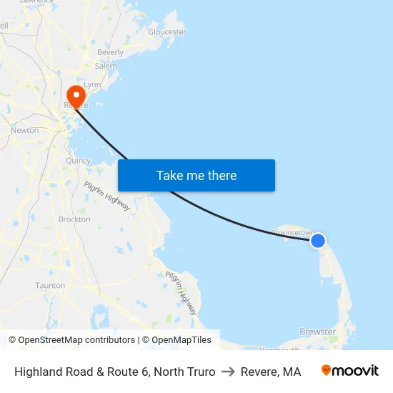 Highland Road & Route 6, North Truro to Revere, MA map