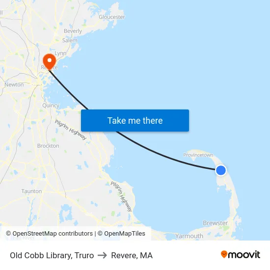 Old Cobb Library, Truro to Revere, MA map