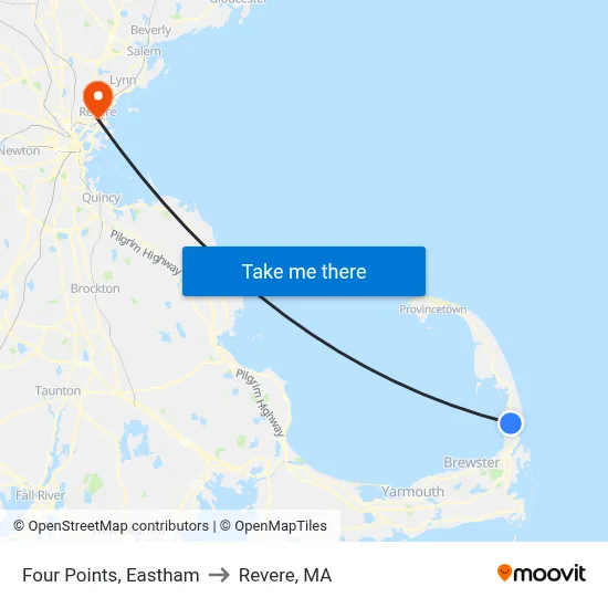 Four Points, Eastham to Revere, MA map