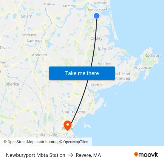 Newburyport Mbta Station to Revere, MA map