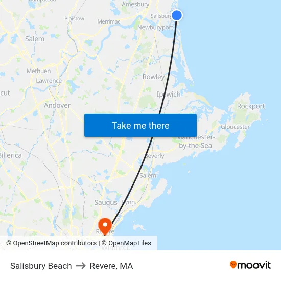 Salisbury Beach to Revere, MA map
