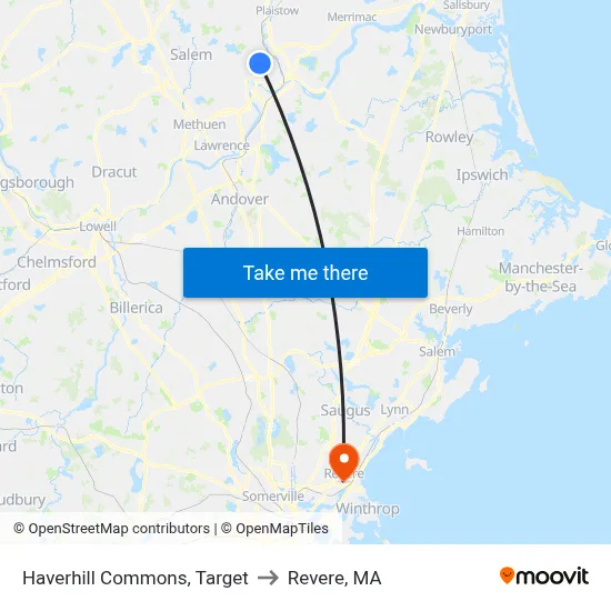 Haverhill Commons, Target to Revere, MA map