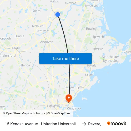 15 Kenoza Avenue - Unitarian Universalist Church to Revere, MA map
